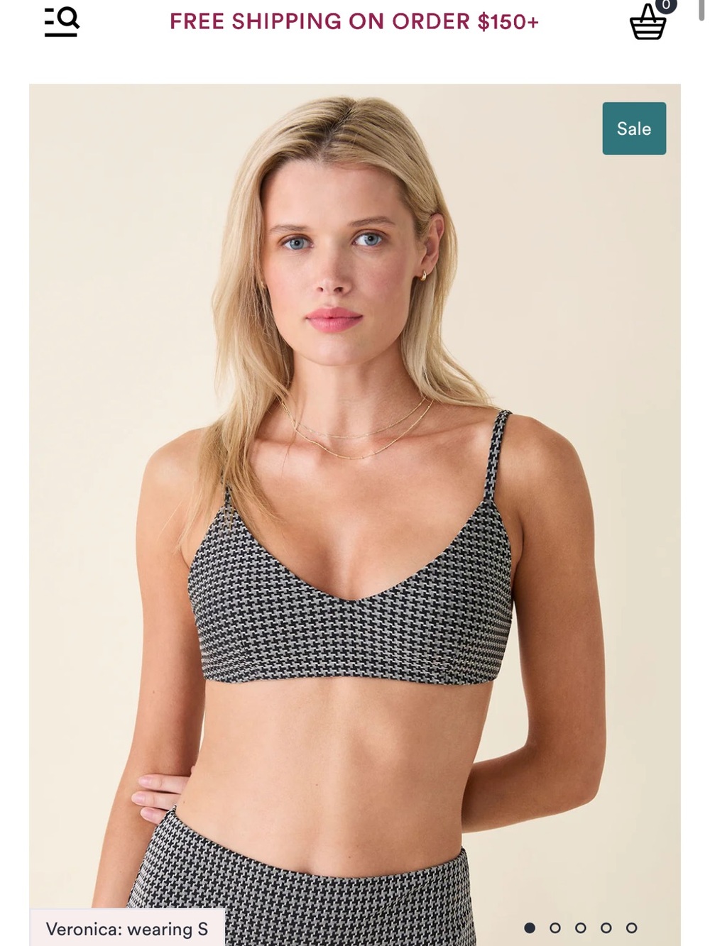 Andie Black & White Molokai Bikini Top